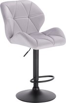 Kamyra® Industriële Velvet Barkruk - Barstoelen met Rugleuning - Verstelbare Zithoogte 60 - 82 cm – Licht Grijs 50 x 40 cm