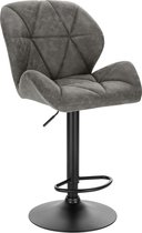 Kamyra® Industriële Lederen Barkruk - Barstoelen met Rugleuning - Verstelbare Zithoogte 60 - 82 cm – Grijs 50 x 40 cm