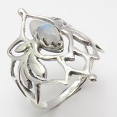 Natuursieraad -  925 sterling zilver maansteen lotus ring maat 16.75 - luxe edelsteen sieraad - handgemaakt
