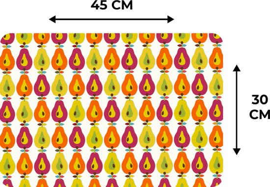 Set de Table - Napperons en Plastique - Rétro - Design - Poire - Fruit - 45x30 cm - 6 pièces - Résistant à la Chaleur - Antidérapant - Pad - Amovible