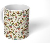 Mok - Koffiemok - Bloemen - Bladeren - Boho - Retro - Mokken - 350 ML - Beker - Koffiemokken - Theemok