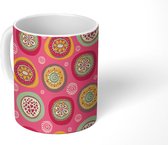 Mok - Koffiemok - Design - Flowe Power - Roze - Jaren 70 - Mokken - 350 ML - Beker - Koffiemokken - Theemok