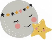 muursticker Moon & Star 64,97 x 83,79 cm grijs/geel