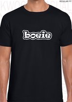BOEIE heren t-shirt - Zwart - Maat M - Korte mouwen - Ronde Hals - Regular Fit - leuke shirtjes - grappig - humor - quotes - kwoots - kan mij het schelen