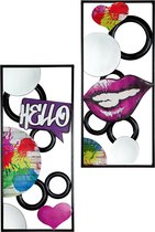 muurdecoratie Popart set van 2 - 40x90 per stuk - metaal wandobject