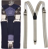 Safekeepers bretels heren - Bretels - bretels heren volwassenen -  bretellen voor mannen - bretels heren met brede clip 2 stuks: blauw en grijs met blauw streepje