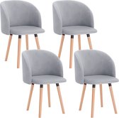 Kamyra® Set van 4 Ergonomische Eetkamerstoelen - Gestoffeerd - Eetkamerstoel voor Eettafel, Bureaustoel, Stoel - Velvet - Grijs