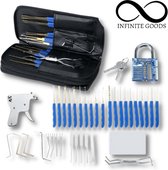 Infinite Goods - Lockpick set - Lockpicking Set - 40 -Delige Lockpick Set Voor Beginners En Gevorderden - Lockpick Set - Survival Kit - Sloten Opener Set - Lockpick Set Met Oefenslot - Slot O