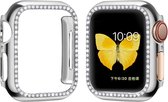 Strap-it Diamond Case - Geschikt voor Apple Watch case - Hoesje geschikt voor Apple Watch 4/5/6/SE case - Zilver - iWatch cover voor maat 40 mm