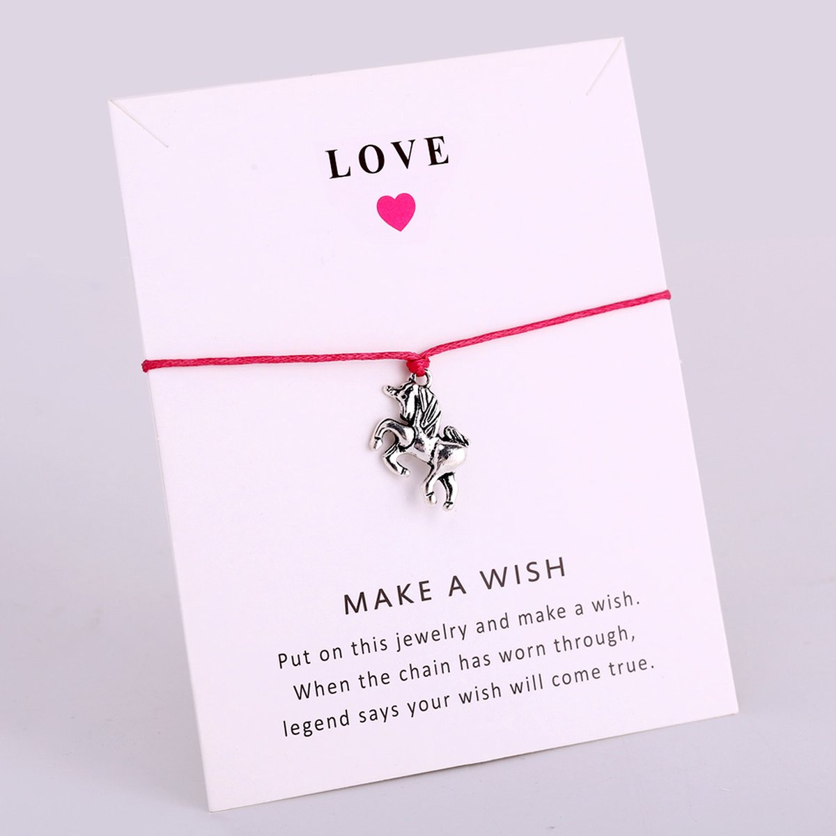 Manks Collections ® Roze Armband, Love armband - vriendinnen armband - cadeau voor een vriendin - Zilverig armband met een Eenhoorn - Armband 20 cm