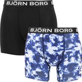 Björn Borg boxershorts Performance (2-pack) - microfiber - blauwe print en zwart uni -  Maat: XXL