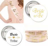 14-delige vrijgezellenfeest set Bride Tribe roze met goud met sjerp, armbanden en buttons - vrijgezellenfeest - bride - bruid - vrijgezellen party