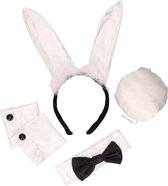 Bunny kostuum - 4 Delig - Playboy Bunny - Vrouwen - Verkleedkleding - Wit