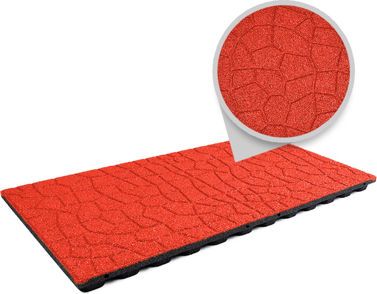 Rubbermagazijn - Rubberen tegel flagstone EPDM koraalrood - LxB=100x50cm - Dikte 4,8cm