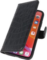 Galata Lederen iPhone 13 Mini Hoesje - BookCase - Krokodil Zwart