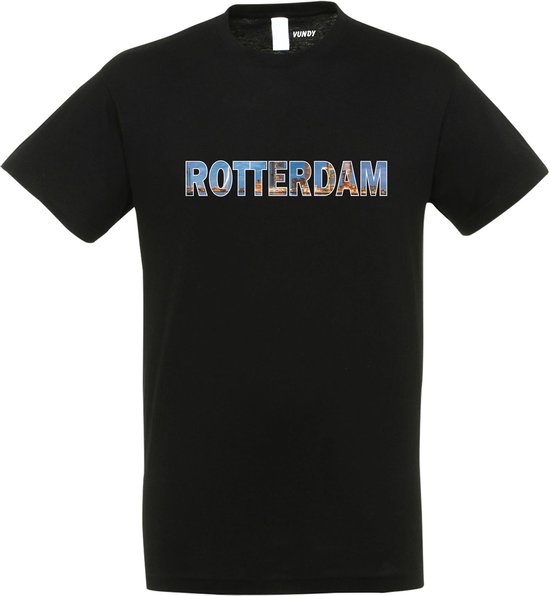 T-shirt ROTTERDAM | Rotterdam skyline | leuke cadeaus voor mannen | Zwart | maat XS