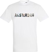 T-shirt AMSTERDAM | Amsterdam skyline | leuke cadeaus voor mannen | Wit | maat S