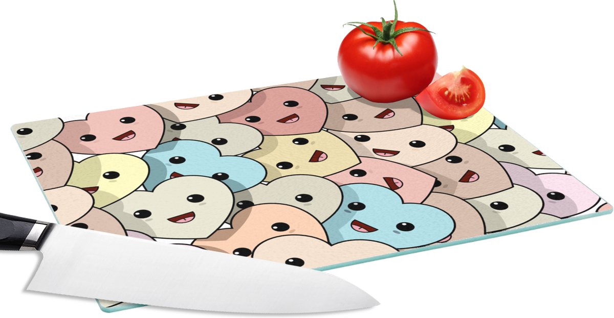 Glazen Snijplank - 28x20 - Hart - Patroon - Baby - Snijplanken Glas
