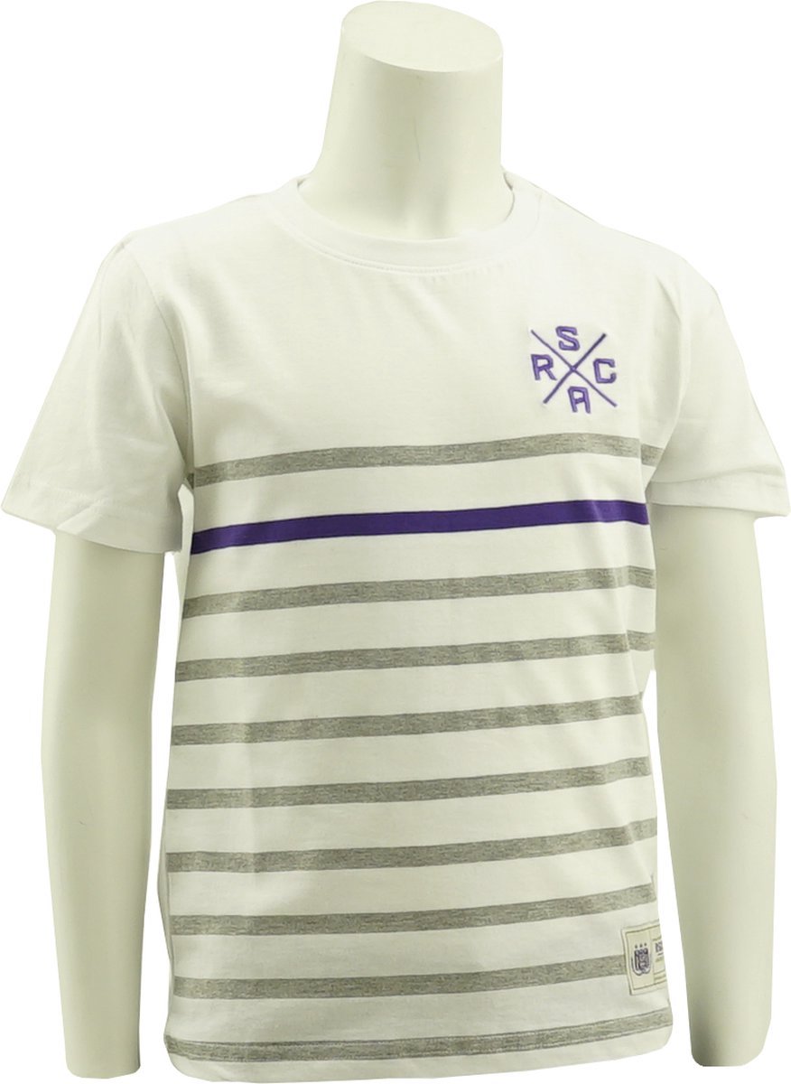 RSC Anderlecht gestreept t-shirt kids logo x maat 158/164 (13 a 14 jaar)