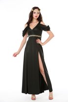 Partychimp Sexy Elegant Godin Kostuum Jurk Hoofdband Carnavalskleding Dames Carnaval Verkleedkleren Volwassenen - Zwart - Polyester - Maat L