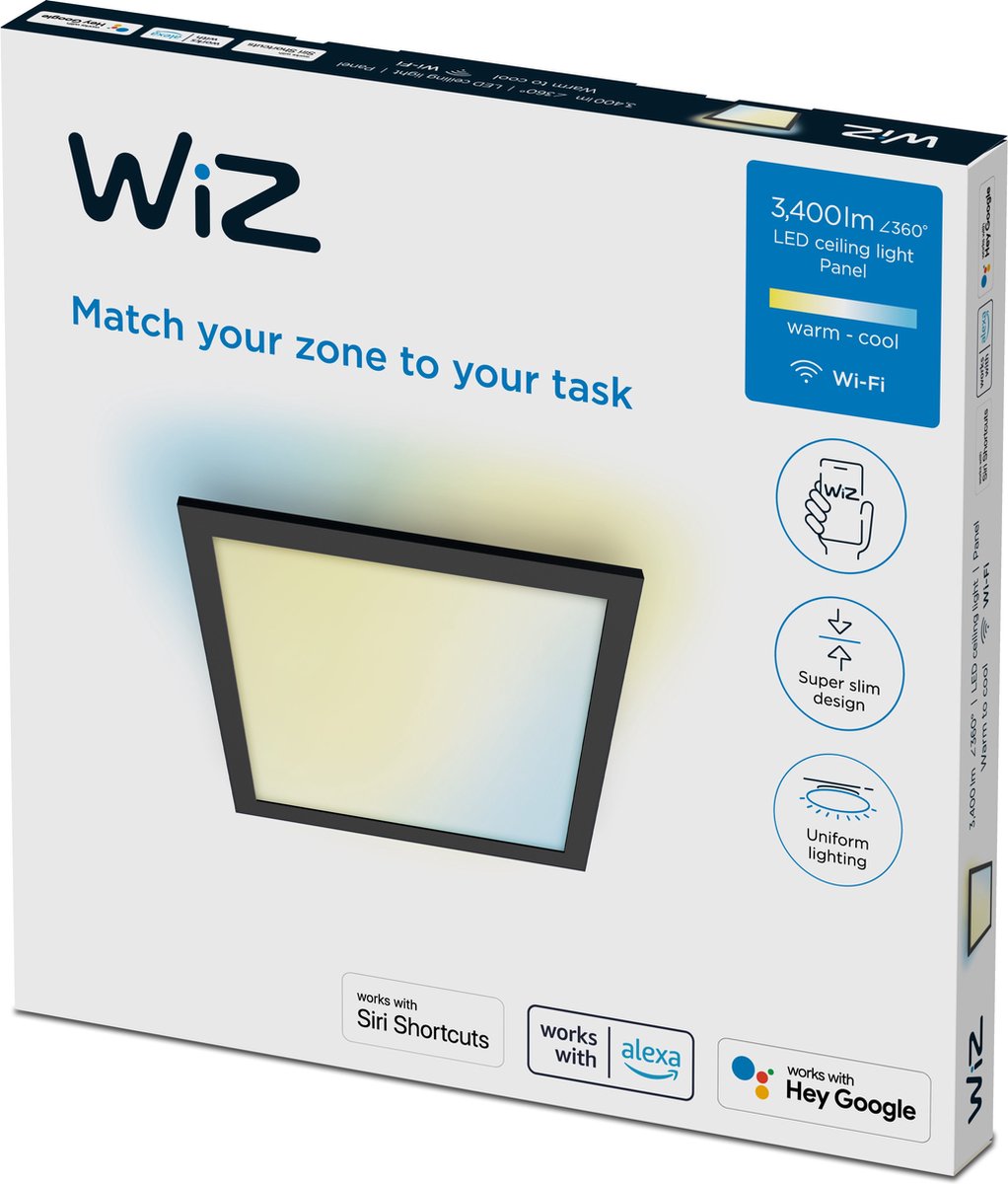 Plafondlamp WiZ Panel Warm tot Koelwit Licht 929003241722 - WiZ