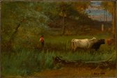 Kunst: George Inness, A Pastoral, c. 1882–85, Schilderij op canvas, formaat is100X150 CM