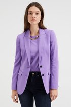 WE Fashion Dames lange tricot blazer met stretch