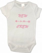 romper New to the Crew katoen wit/roze maat 62/68