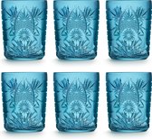 Libbey Drinkglas Atik Petrol Blue - 350 ml / 35 cl - 6 Stuks - Vaatwasserbestendig - Vintage design - Hoge kwaliteit