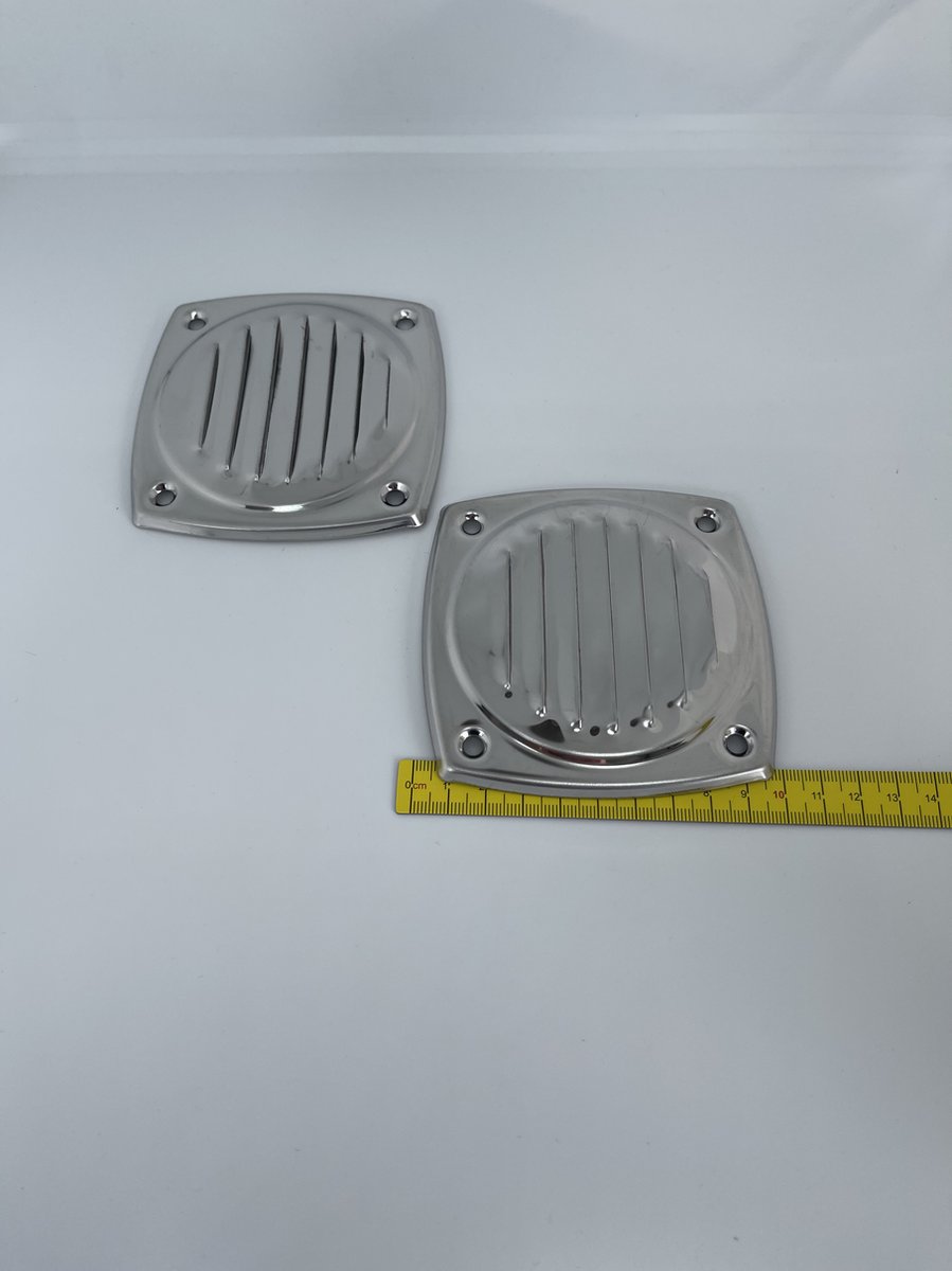 2 stuks -RVS ventilatierooster-10x10cm-Bootventilatie-Camperventilatie-Caravanventilatie-Boot-Camper -Caravan