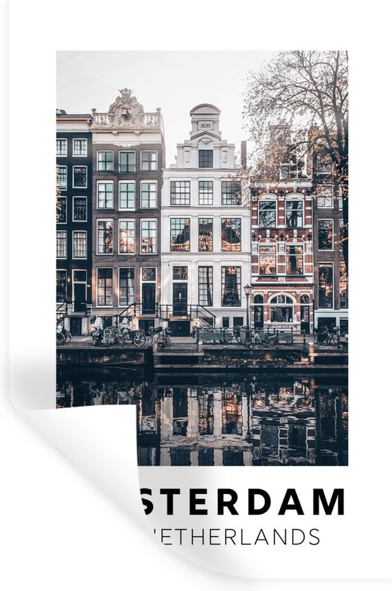 Muurstickers - Sticker Folie - Amsterdam - Nederland - Huizen - 40x60 cm - Plakfolie - Muurstickers Kinderkamer - Zelfklevend Behang - Zelfklevend behangpapier - Stickerfolie