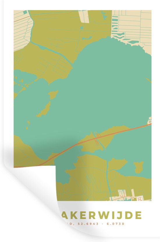 Stickers muraux - Carte - Plan de la ville - Beulakerwide - Vintage - Carte - 40x60 cm - Feuille adhésive