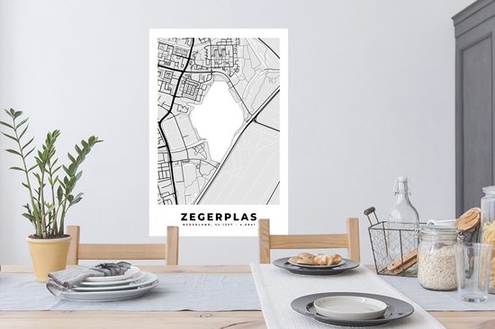Stickers Stickers muraux - Zegerplas - Carte - Carte - Pays- Nederland - Plan de la ville - 60x90 cm - Feuille adhésive