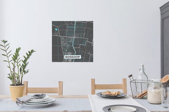 Stickers Stickers muraux - Boskoop - Carte - Carte - Pays- Nederland - Plan de la ville - 80x80 cm - Feuille adhésive