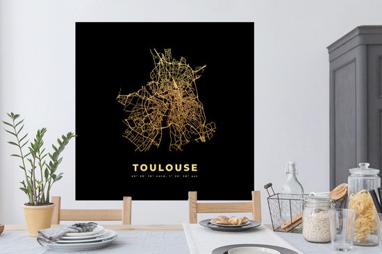 Stickers muraux - Toulouse - Carte - France - Plan de ville - Carte - 120x120 cm - Feuille adhésive XXL