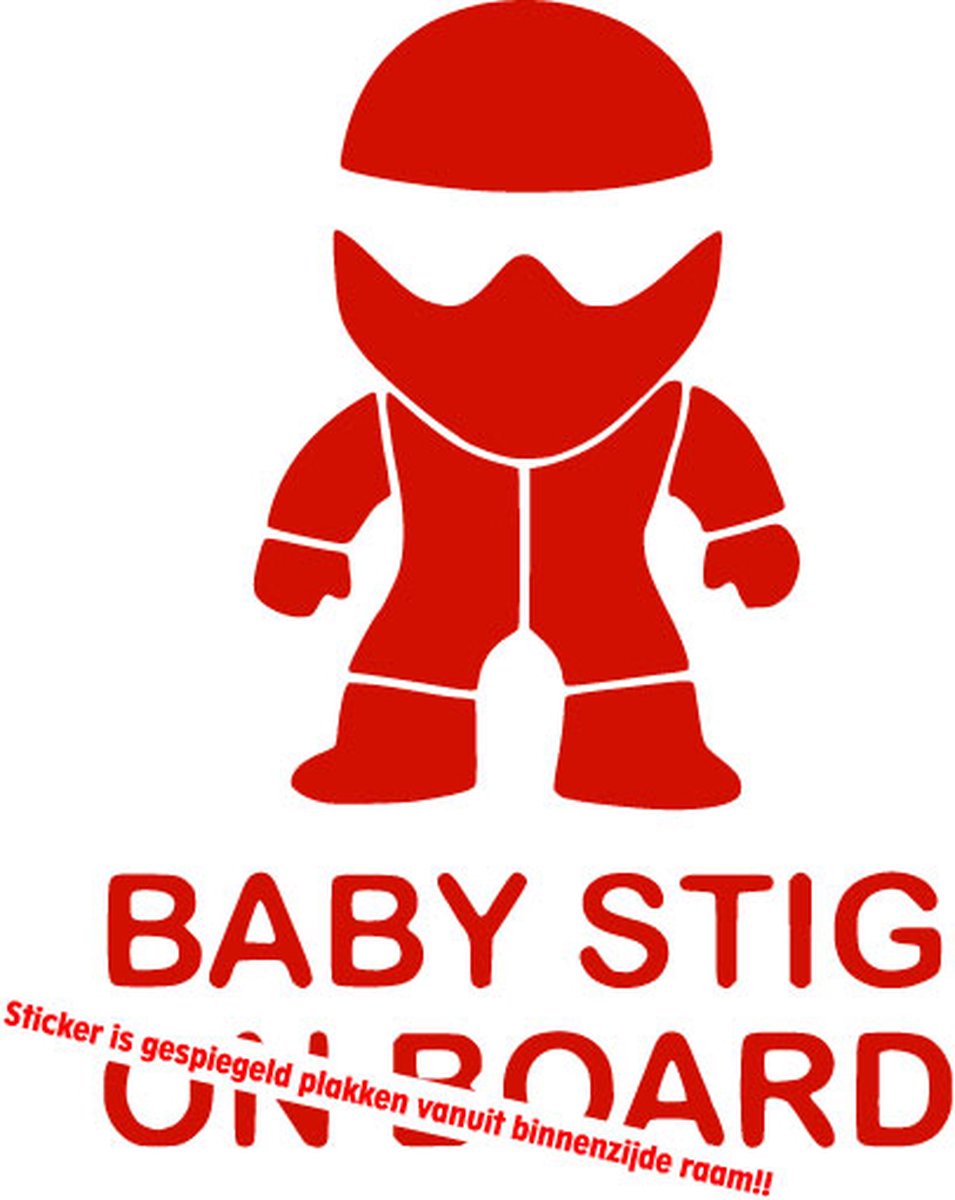 Autotoebehoren - Stickerloods Baby Stig on Board -autoraamsticker- baby in car sticker- 10x13cm