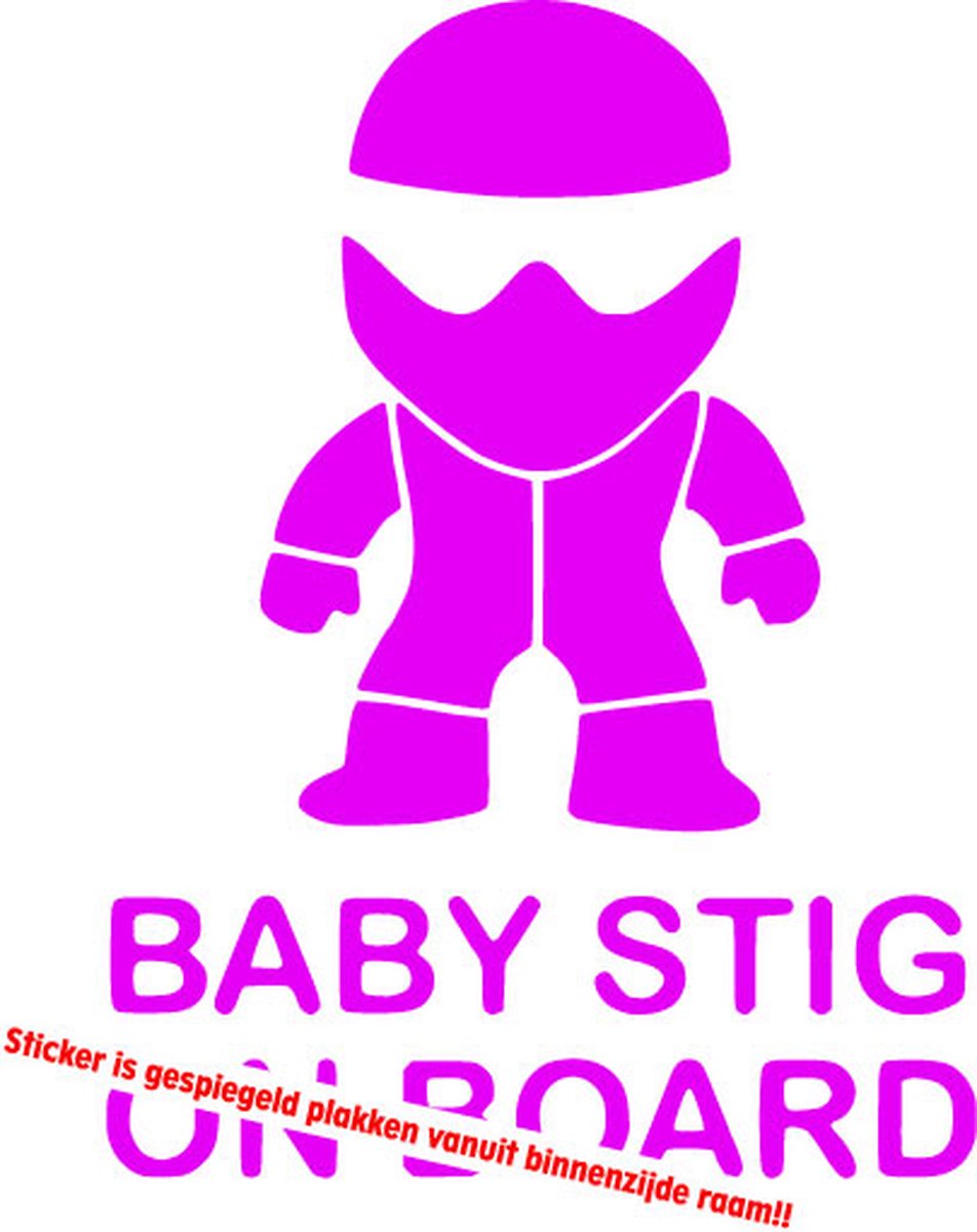 Autotoebehoren - Stickerloods Baby Stig on Board -autoraamsticker- baby in car sticker- 10x13cm