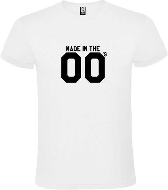 Wit T shirt met print van " Made in the Zero's / dubbel 00 " print Zwart size XXXXXL