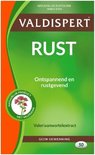 Valdispert Rust verpakking met groen en oranje design. Natuurlijk product met valeriaanwortel.