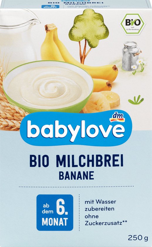 babylove Repas bébé Lait Bio Porridge Banane dès 6 mois, 250 g