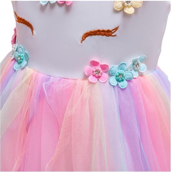 Robe Licorne Joya Beauty® | Robe Unicorn | Robe de princesse arc-en-ciel | Taille 110-116 (120) + Bandeau Unicorn GRATUIT