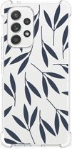 Telefoonhoesje Geschikt voor Samsung Galaxy A53 5G Leuk Case met transparante rand Leaves Blue