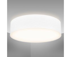B.K.Licht - Plafonnier - textile blanc - éclairage plafond - salon - salle à manger - chambre - IP20 - rond - Ø38cm - excl. 2x E27