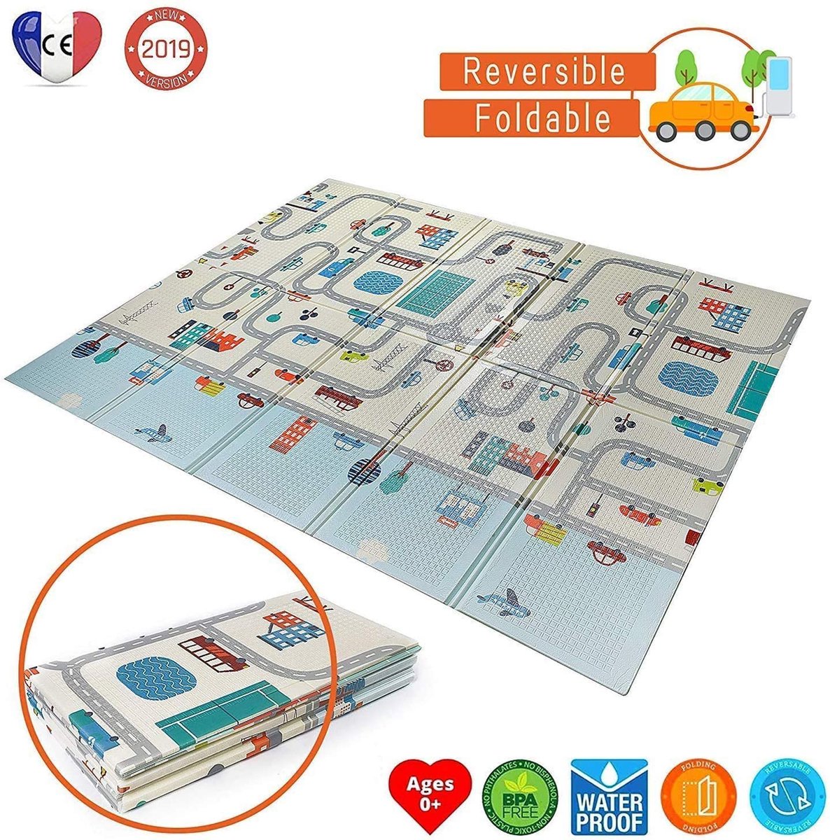 Plastimyr Speelmat Voor Baby's, Opvouwbaar, Antislip, Extra Groot Omkeerbaar Waterdicht Draagbaar Dubbelzijdig Plastimyr Speelmat Voor Baby's, Opvouwbaar, Antislip, Extra Groot Omkeerbaar Waterdicht Draagbaar Dubbelzijdig
