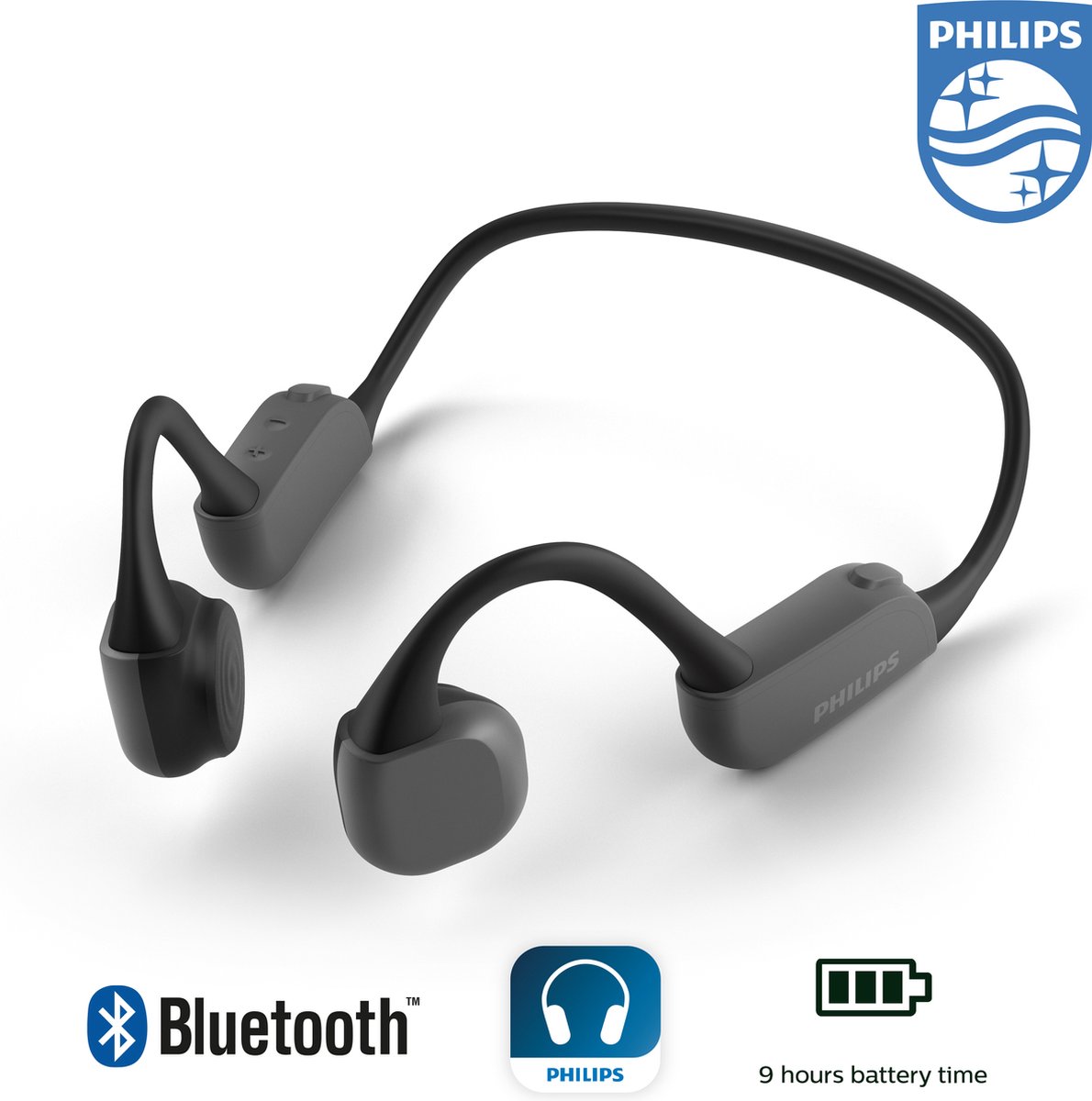 doel Bij Romanschrijver Philips TAA6606 – Draadloze open-ear-sporthoofdtelefoon met Bone Conduction  – Zwart | bol.com