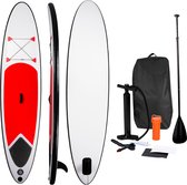 SUP Board - Opblaasbaar Paddle Board - Complete Set - Incl. Verstelbare Peddel, Handpomp, Draagtas en Reparatiekit - 305 x 71 CM - Max. 100KG - Rood/Wit