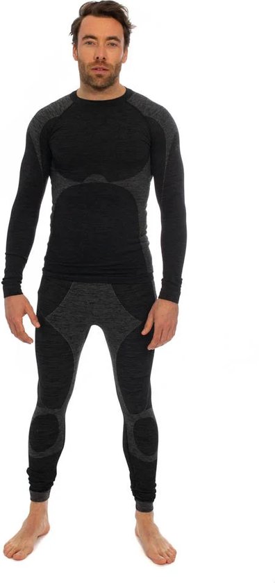 Heatkeeper thermo heren premium broek/shirt set - Zwart