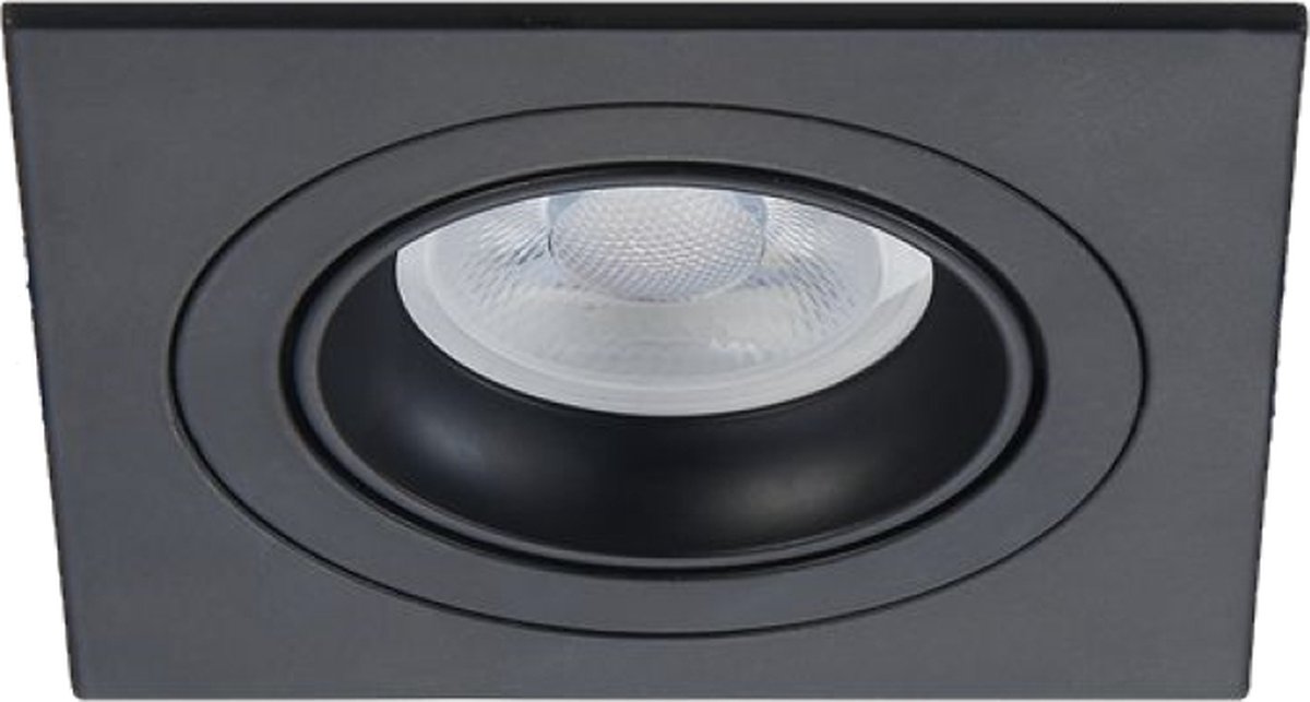 LED inbouwspot Tristan -Vierkant Zwart -Extra Warm Wit -Dimbaar -5W -Philips LED