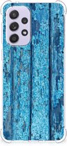 Shockproof Case Geschikt voor Samsung Galaxy A33 Telefoonhoesje met doorzichtige rand Wood Blue