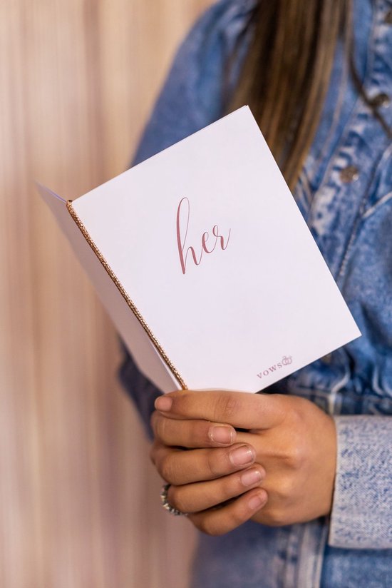 PartyDeco Gelofte boekje - Vows voor bruiloft - Wit, roségoud - 2 stuks